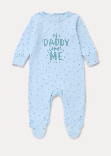 Baby Blue Daddy Loves Me Sleepsuit (Tiny Baby-18mths)