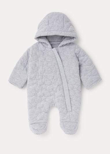 Baby Grey Star Quilted Snowsuit (Newborn-18mths)