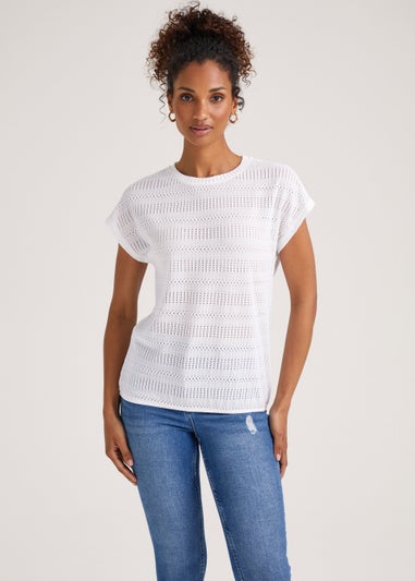 White Pointelle T-Shirt