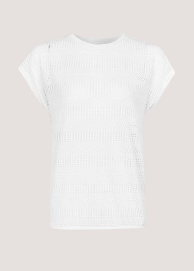 White Pointelle T-Shirt