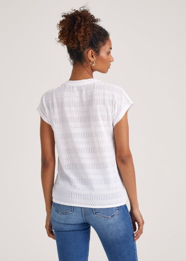 White Pointelle T-Shirt