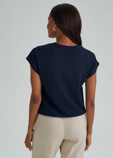 Navy Pointelle T-Shirt