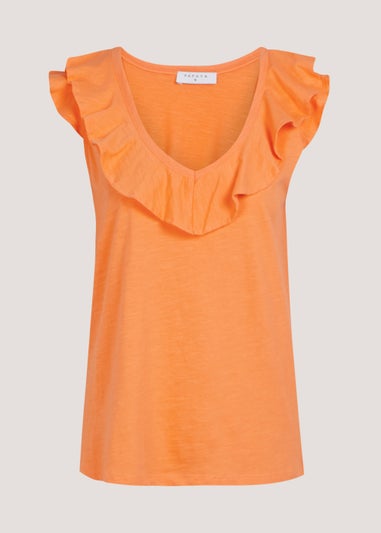 Orange Frill Textured Vest Top