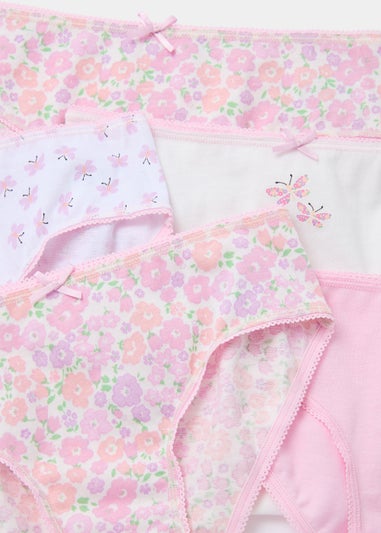 Girls 5 Pack Multicoloured Butterfly Print Knickers (2-13yrs)