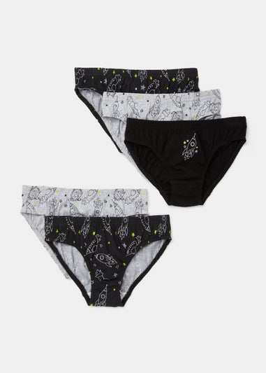 Boys 5 Pack Multicoloured Space Briefs (2-9yrs)