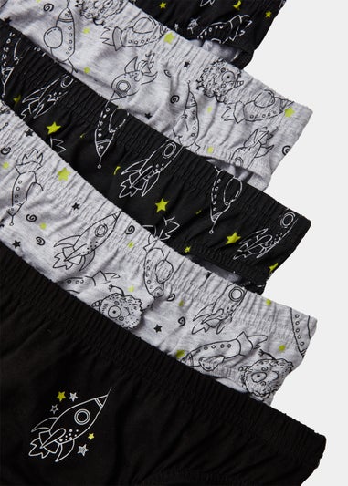Boys 5 Pack Multicoloured Space Briefs (2-9yrs)