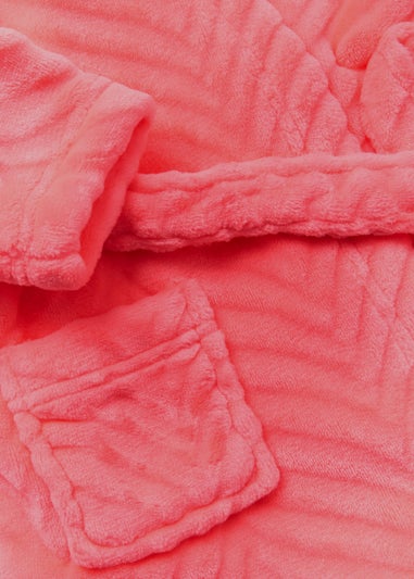 Girls Neon Pink Chevron Faux Fur Dressing Gown (9mths-11yrs)