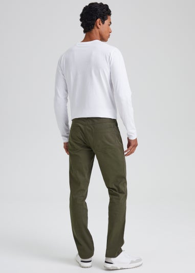 Khaki Textured Chino Trousers
