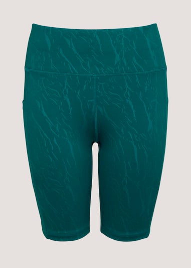 Souluxe Teal Jacquard Sports Cycling Shorts