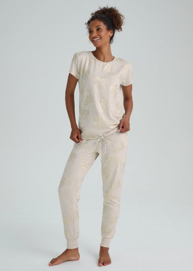 Oatmeal Gold Foil Tiger Pyjama Set