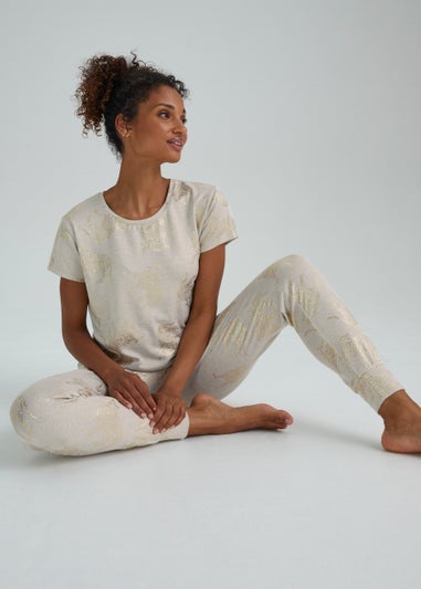 Oatmeal Gold Foil Tiger Pyjama Set
