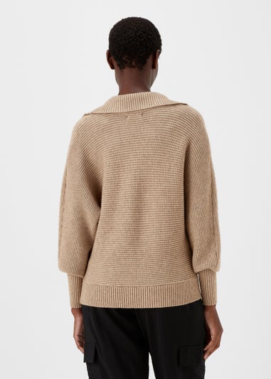 Et Vous Beige V-Neck Collar Knitted Jumper