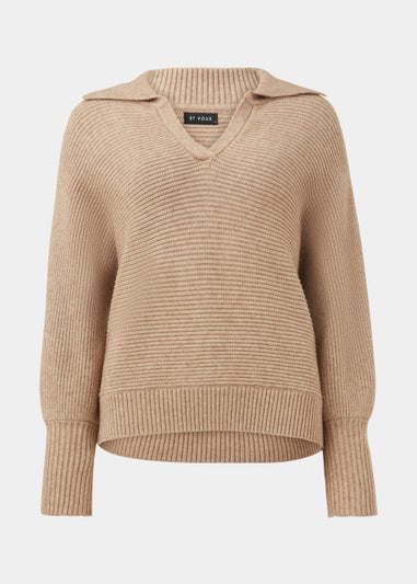 Et Vous Beige V-Neck Collar Knitted Jumper