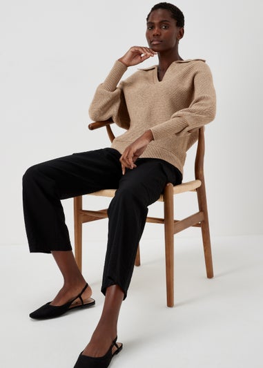 Et Vous Beige V-Neck Collar Knitted Jumper