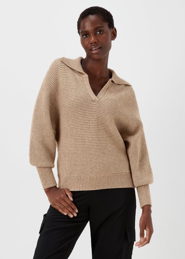 Et Vous Beige V-Neck Collar Knitted Jumper