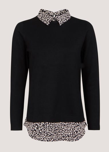 Papaya Petite Black 2 in 1 Shirt Jumper