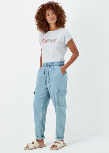 Papaya Petite Mid Wash Cargo Trousers