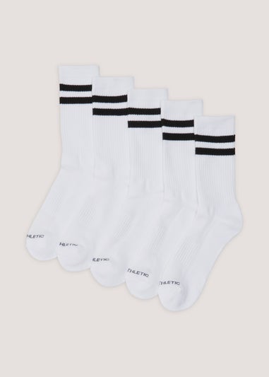 US Athletic 5 Pack White Sports Socks