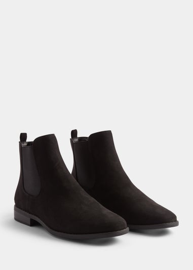 Black Faux Suede Chelsea Boots