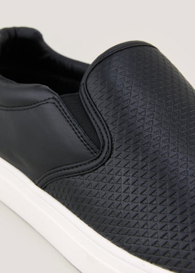 Black Slip On Textured PU Shoes