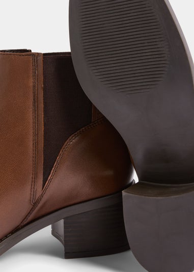 Brown Real Leather Heeled Chelsea Boots