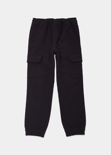 Boys Black Knitted Cargo Trousers (4-13yrs)