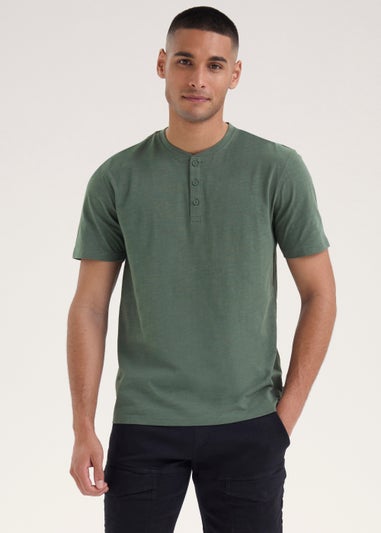 Green Grandad Collar T-Shirt