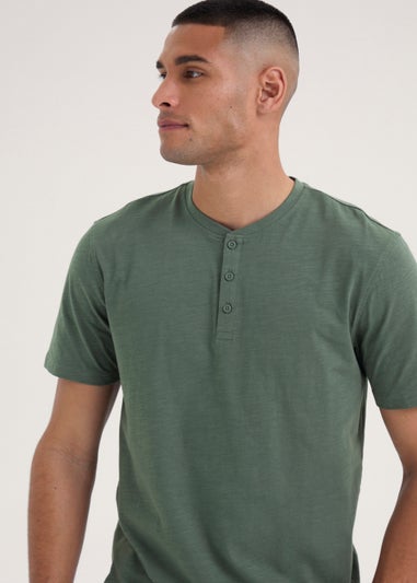 Green Grandad Collar T-Shirt