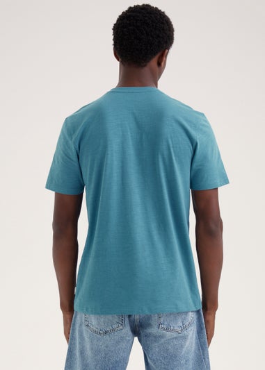 Blue Grandad Collar T-Shirt