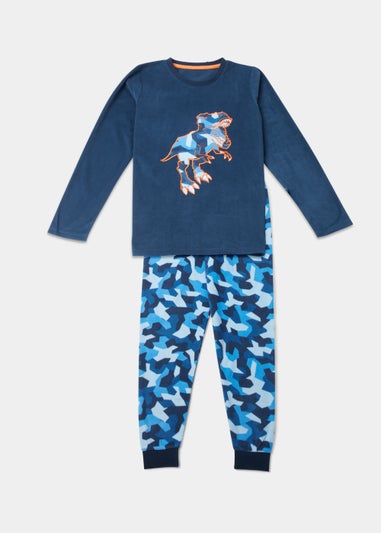 Boys Blue Dinosaur Microfleece Bundle Pyjama Set (5-13yrs)