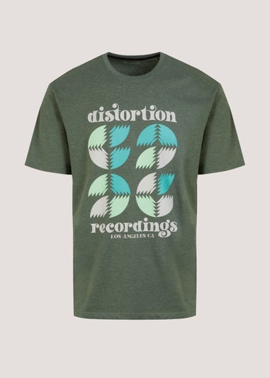 Green Distortion Print T-Shirt