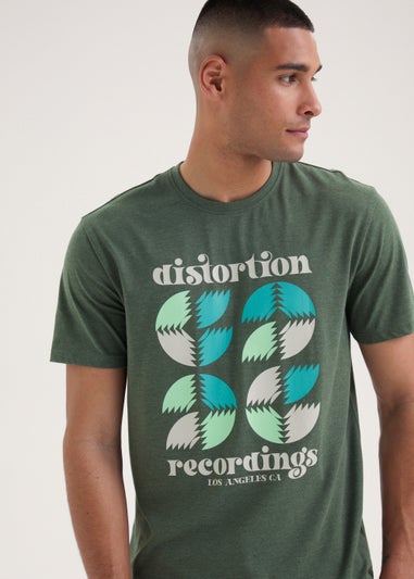 Green Distortion Print T-Shirt