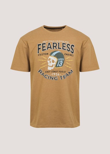 Mustard Fearless Racing Print T-Shirt