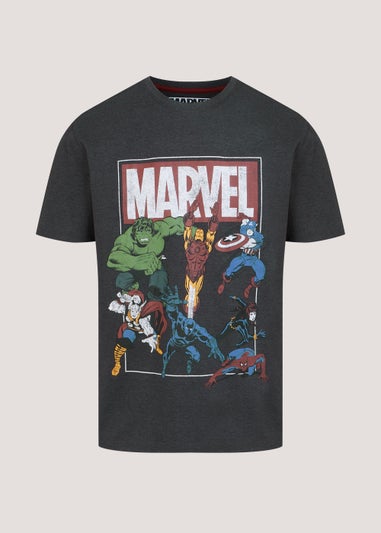 Black Marvel Print T-Shirt