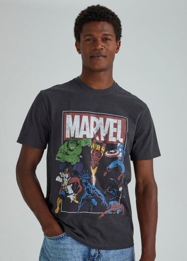 Black Marvel Print T-Shirt