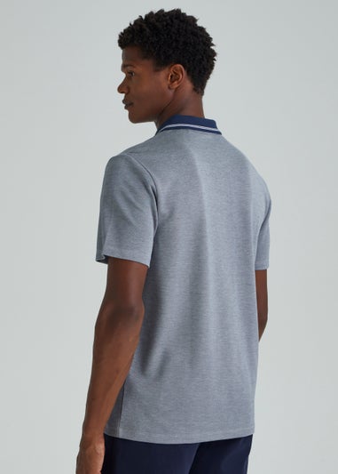 Grey Modal Tipped Polo Shirt