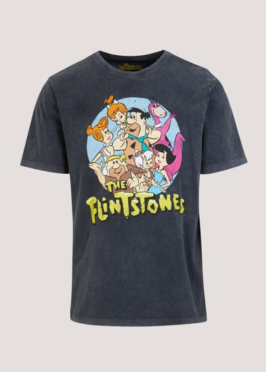 Black Flintstones Print T-Shirt