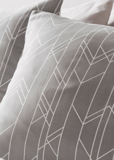 Grey Linear Chevron Reversible Duvet Cover