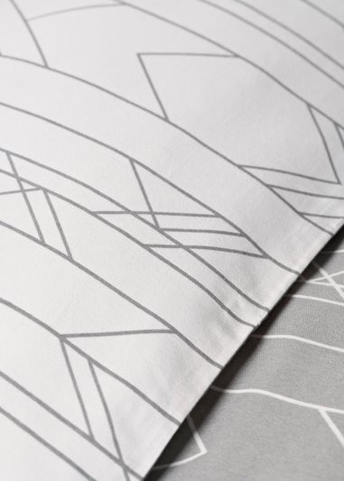 Grey Linear Chevron Reversible Duvet Cover