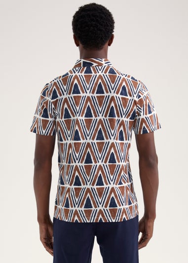 Brown Coconut Shell Print Polo Shirt