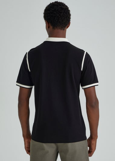 Black Panel Polo Shirt