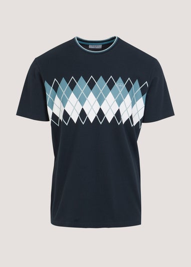 Navy Argyle Print T-Shirt