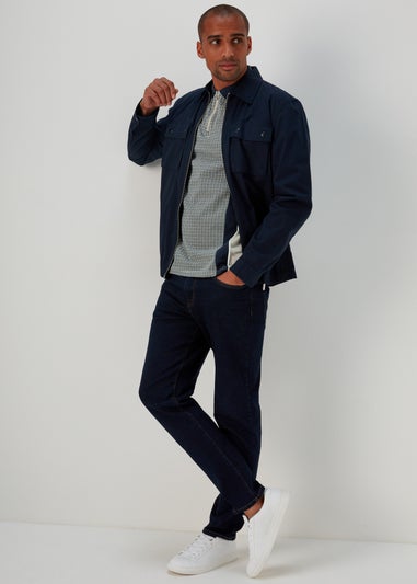 Stone Houndstooth Panel Polo Shirt