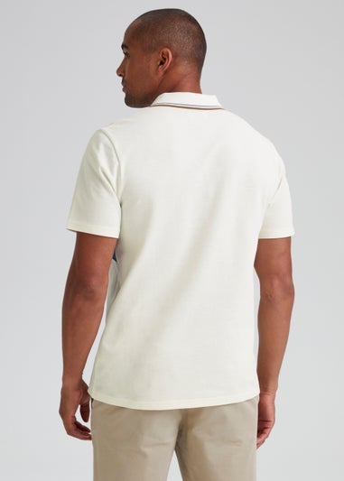 Ecru Stripe Towelling Polo Shirt