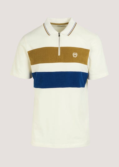 Ecru Stripe Towelling Polo Shirt