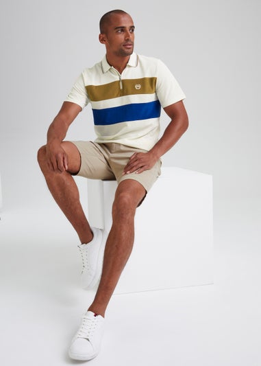 Ecru Stripe Towelling Polo Shirt