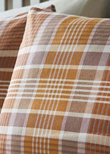 Orange Check Brushed Duvet Cover