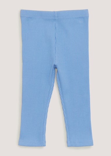 Girls Blue Ribbed Leggings (9mths-6yrs) - Matalan