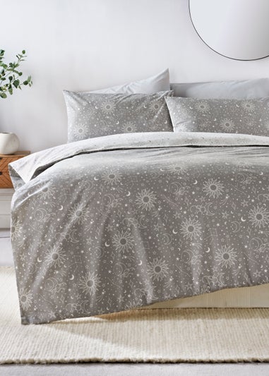 Grey Celestial Duvet Cover