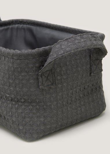 Charcoal Waffle Storage Basket (30cm x 20cm x 16cm)